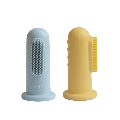 Mushie Tooth Finger Brush Blue Mustard removebg preview